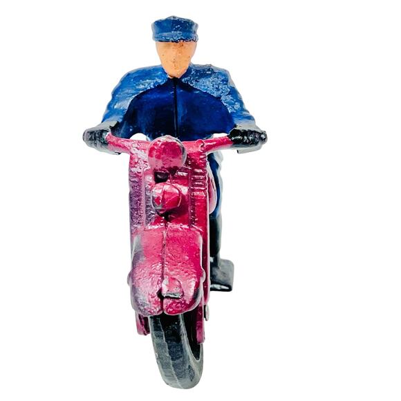 Vintage Iron Art Patrol Motorcycle Cast Iron Toy Policeman Reproduction 60s - Picture 3 of 14